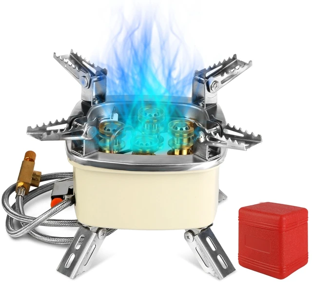 Main image of Fresh Fab Find 13000W Portable Windproof Camping Stove Five-head Gas Cooking Burner with Piezo Ignition Stepless Flame Control Fit For ISO-butane, Propane, Butane Fu - Cream