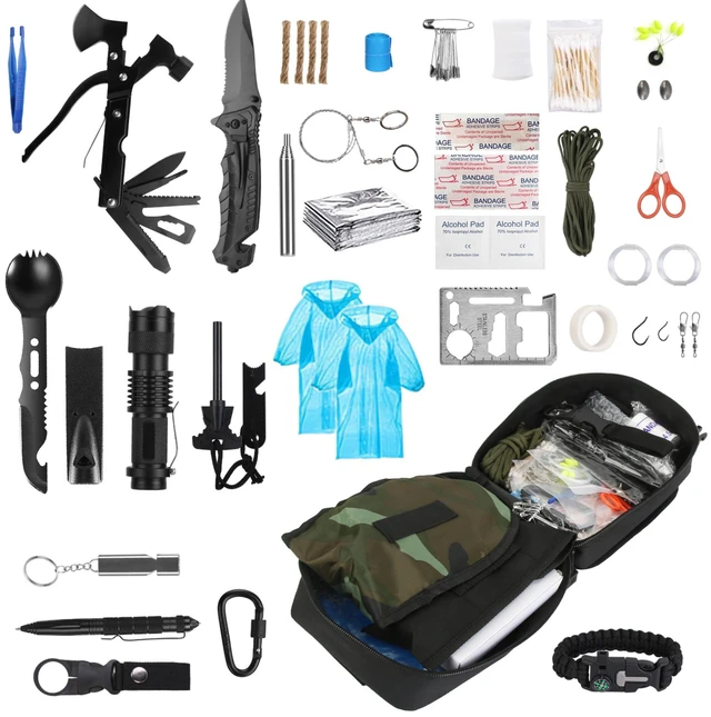 Main image of Fresh Fab Find 121Pcs Survival Kits Professional Emergency Survival Gear Tactical First Aid Kit Supplies for Outdoor Adventure Camping Hiking Hunting - Black