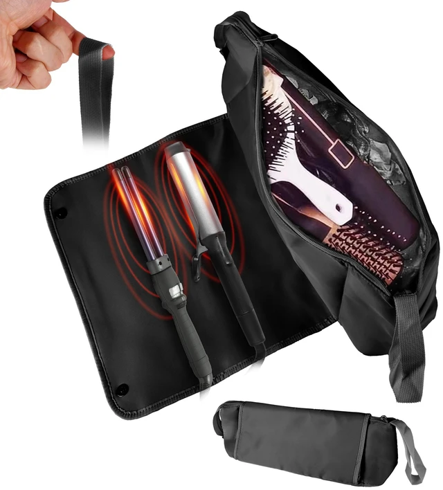 Main image of Fresh Fab Find 2-in-1 Hair Tool Travel Bag & Heat-Resistant Mat for Curling Iron/Dryer - Black