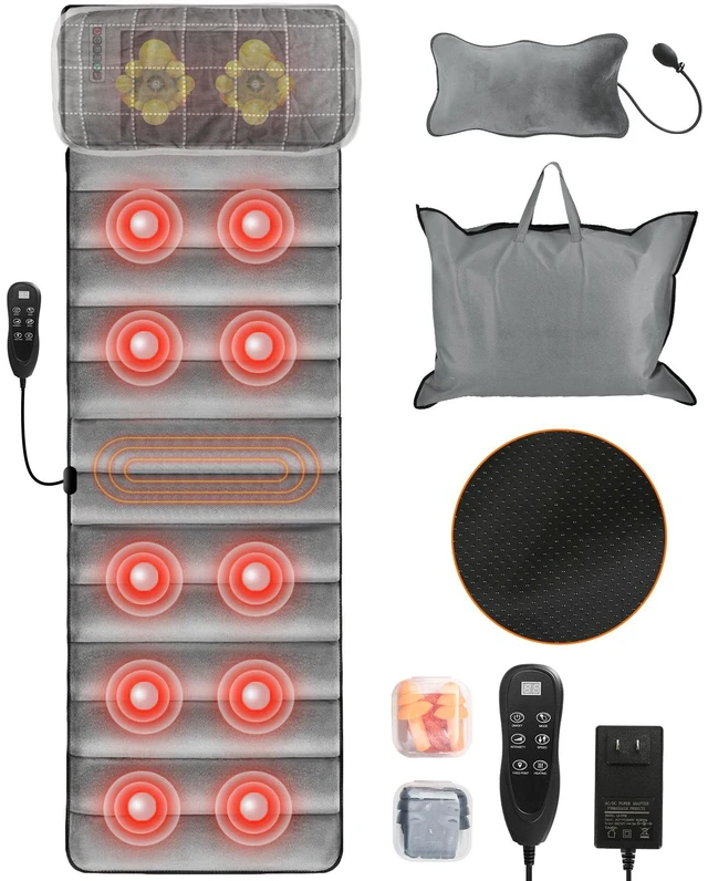 Main image of Fresh Fab Find Full Body Electric Massage Mat with Heat Vibration Massage Pad Cushion Back Massage Mattress Chair Pad with Neck Massage Pillow with 10 Vibration Moto - Gray