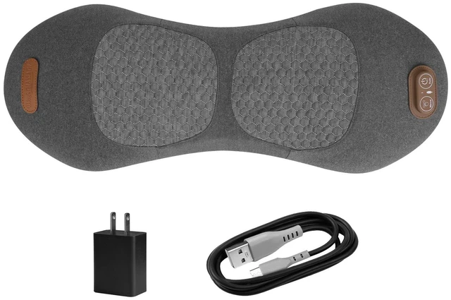 Main image of Fresh Fab Find 3 In 1 Electric Lumbar Massager Support Pillow Plug-in Memory Foam Lower Back Massager with Heat Vibration Airbag Stretching Adapter for Pain Relief - Gray