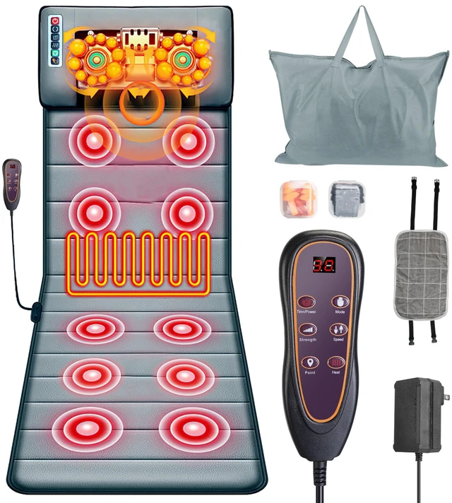 Main image of Fresh Fab Find Full Body Electric Massage Mat with Heat Vibration Massage Pad Cushion Back Massage Mattress Chair Pad with Neck Massage Pillow with 10 Vibration Moto - Gray