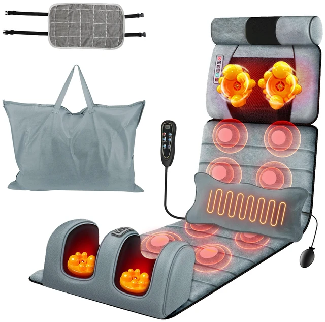Main image of Fresh Fab Find Full Body Heated Massage Mat w/ Neck, Foot & Lumbar Pillow - Gray