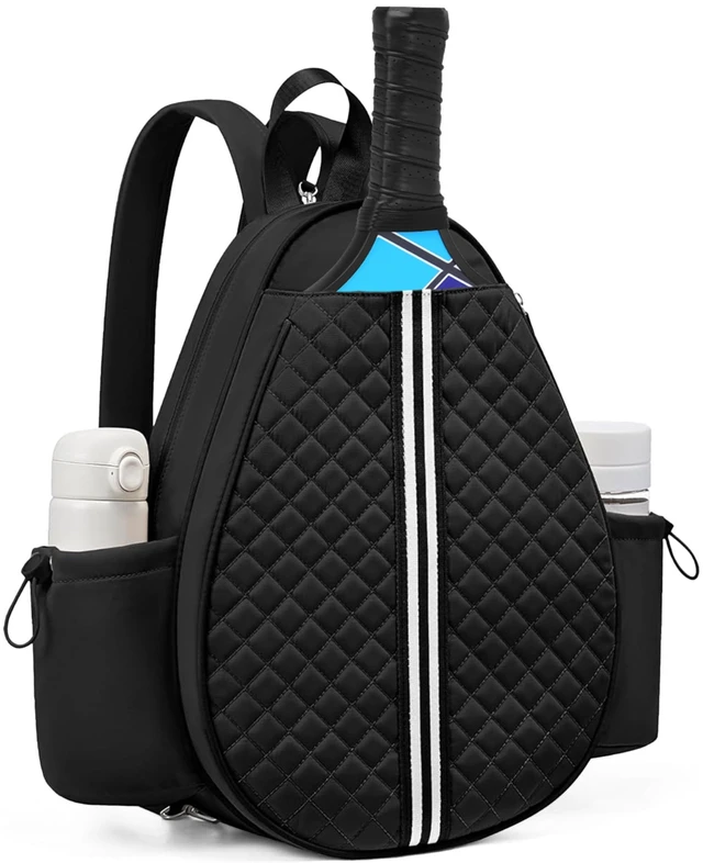 Main image of Fresh Fab Find Pickleball Sling Bag for Men Women Waterproof Badminton Tennis Backpack with Wet Pocket Hidden Fence Hook Machine Washable - Black