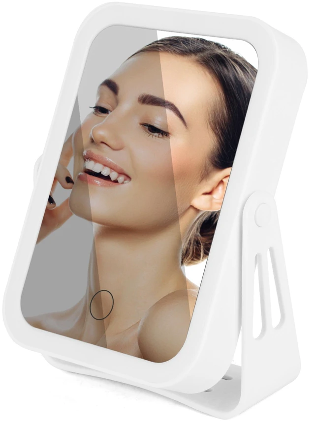 Main image of Fresh Fab Find 10X Magnifying Lighted Makeup Mirror Double Sided Travel Makeup Mirror with 3 Light Colors Touch Screen USB Rechargeable - White