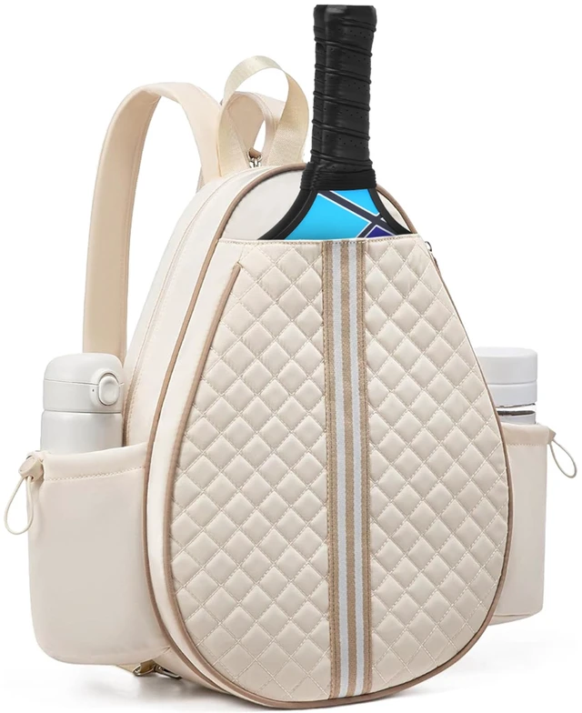 Main image of Fresh Fab Find Pickleball Sling Bag for Men Women Waterproof Badminton Tennis Backpack with Wet Pocket Hidden Fence Hook Machine Washable - Beige