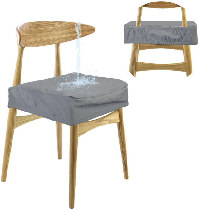 Main image of Fresh Fab Find 4Pack Waterproof Dining Chair Slipcovers Stretch Chair Seat Slipcovers Removable Washable Jacquard Seat Covers for Dining Room - Gray