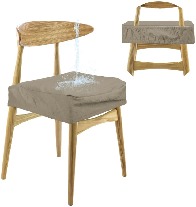 Main image of Fresh Fab Find 4Pack Waterproof Dining Chair Slipcovers Stretch Chair Seat Slipcovers Removable Washable Jacquard Seat Covers for Dining Room - Taupe