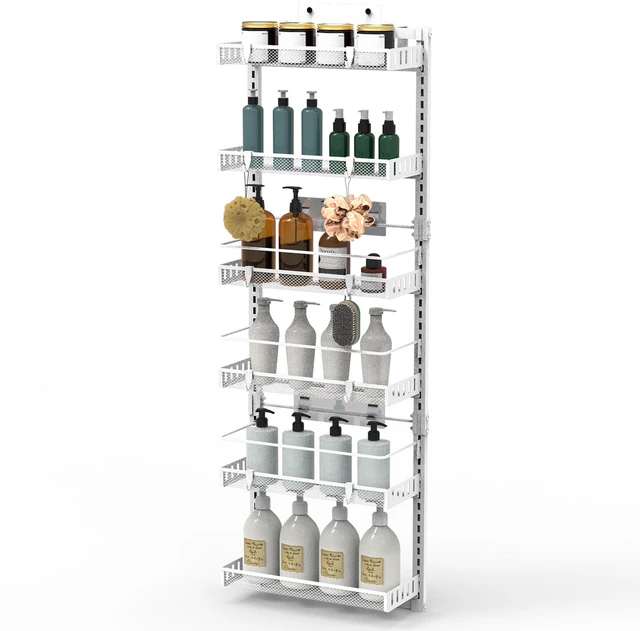 Main image of Fresh Fab Find Over-the-Door Pantry Organizer 6-Tier Steel Rack 110LBS Load Capacity - White
