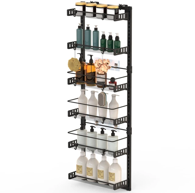 Main image of Fresh Fab Find Over-the-Door Pantry Organizer 6-Tier Steel Rack 110LBS Load Capacity - Black
