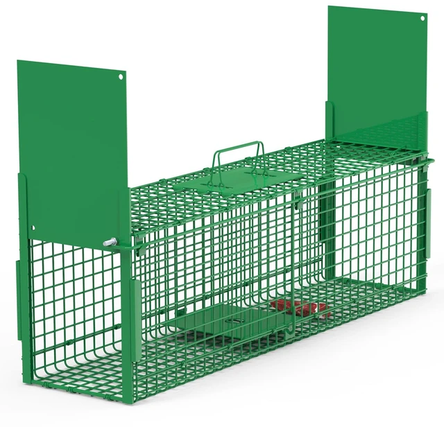 Main image of Fresh Fab Find 40in 2 Door Live Animal Cage Trap For Animals Under 18LBS Easy To Setup Humane Galvanized Iron Trap Cage For Raccoons Armadillos Foxes Opossums Muskra - Green