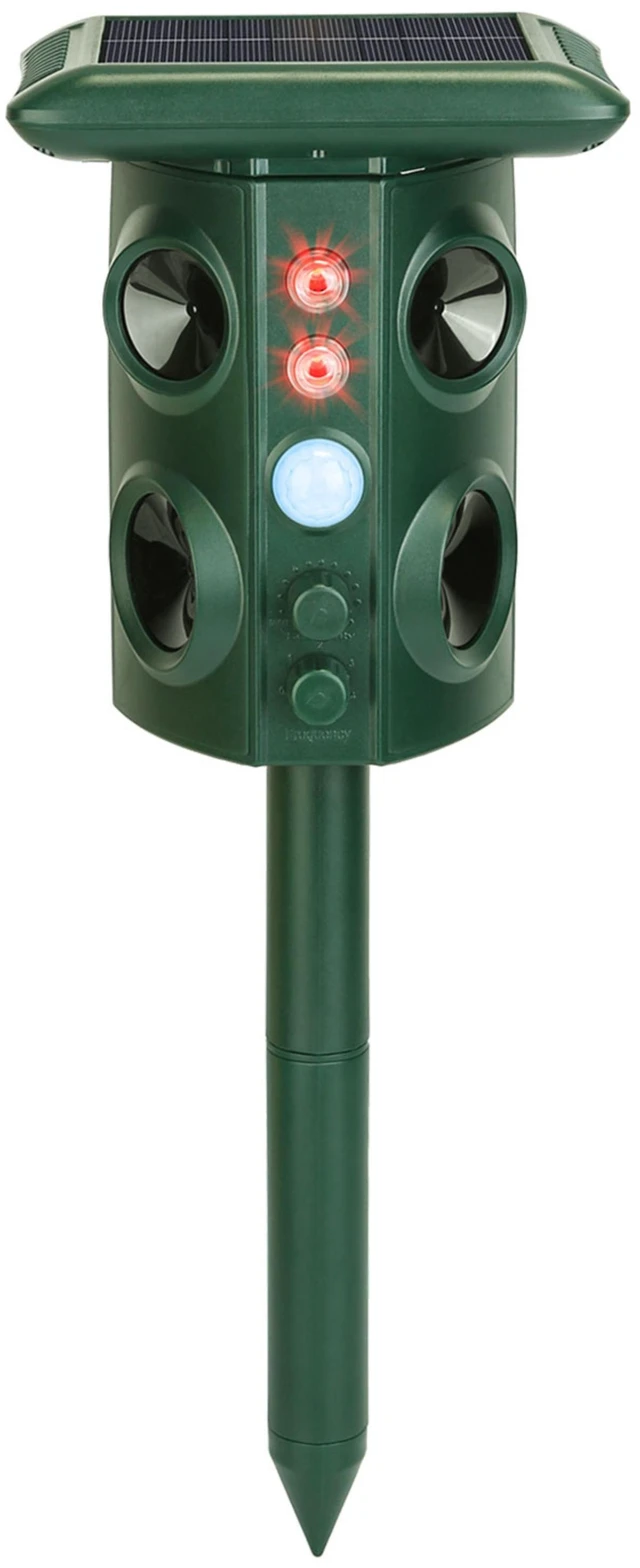 Main image of Fresh Fab Find Solar Ultrasonic Animal Repeller Solar Powered Animal Repellent Chaser with PIR Motion Sensor IP54 Waterproof Sound Flashing Light for Deer Raccoon Sq - Dark Green