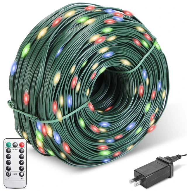 Main image of Fresh Fab Find 330FT 1000LED String Lights Outdoor Christmas Decoration Lights with Remote IP44 Waterproof 8 Lighting Modes 8 Brightness Timer Plug In Fairy Light Xm - Green