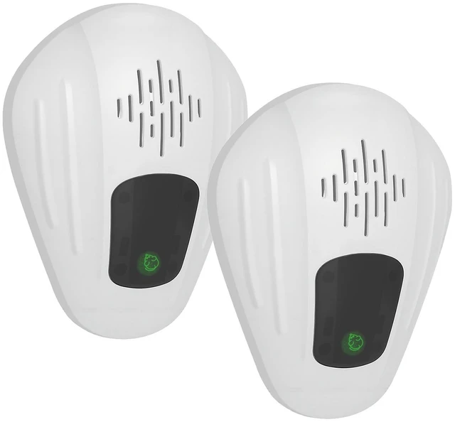 Main image of Fresh Fab Find 2 Pack Pest Control Device for Mosquitoes Cockroaches Rats Plug In Ultrasonic Insect Repellent Indoor for Bedroom Garage Warehouse Office - White