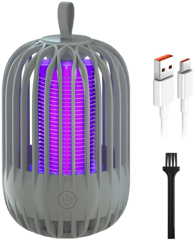 Main image of Fresh Fab Find 900V High Voltage Cordless Indoor Bug Zapper Type C Rechargeable Mosquito Lamp Trap Portable Electric Mosquito Killer with Hanging Strap Night Light f - Gray