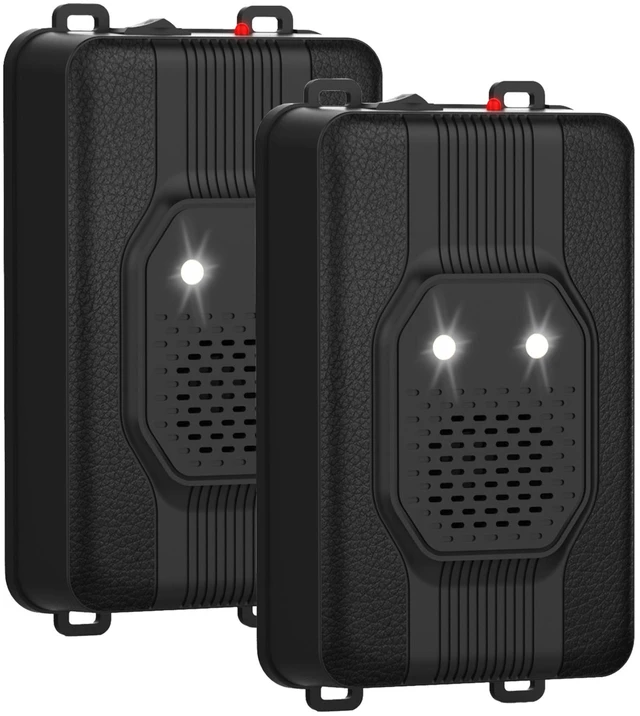 Main image of Fresh Fab Find 2 Pack Under Hood Ultrasonic Rodent Repeller Rodent Control Deterrent Chaser Blocker for Vehicle Indoor with Strobe Light 3 Power Supplies - Black