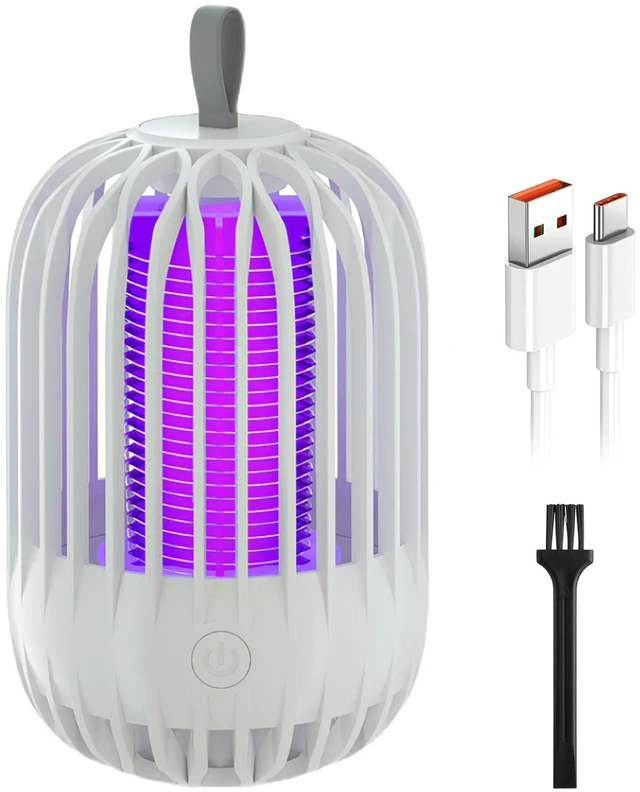 Main image of Fresh Fab Find 900V High Voltage Cordless Indoor Bug Zapper Type C Rechargeable Mosquito Lamp Trap Portable Electric Mosquito Killer with Hanging Strap Night Light f - White