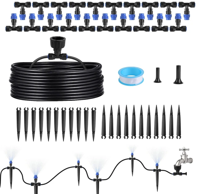 Main image of Fresh Fab Find 75FT Mist Drip Irrigation System with Adjustable Misting Nozzle Quick Connect Automatic Garden Watering System for Garden Lawn Patio Flower Bed - Black