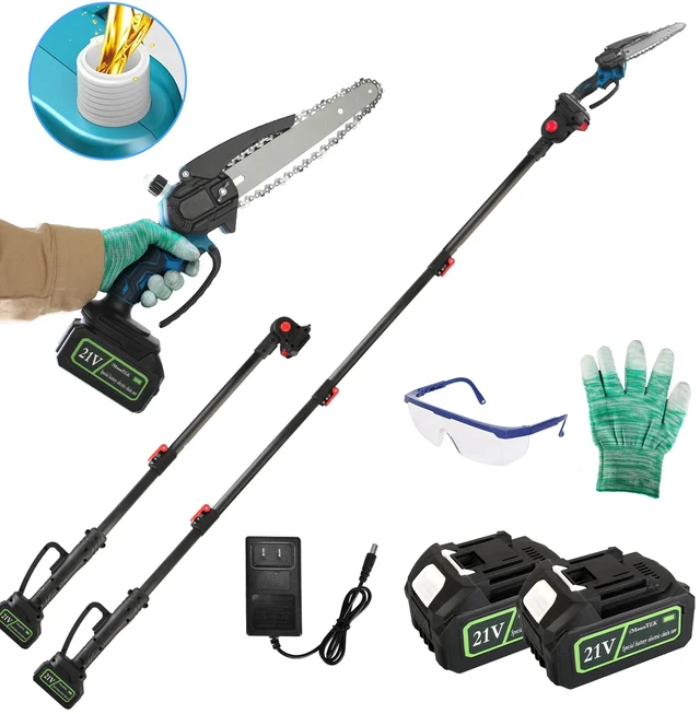 Main image of Fresh Fab Find 2-in-1 8 Cordless Pole Saw & Mini Chainsaw w/ 2×21V Batteries & Extender - Black
