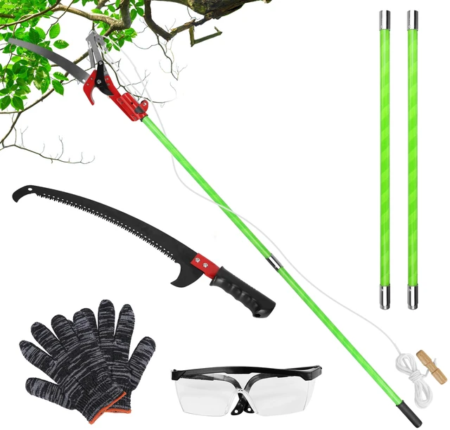 Main image of Fresh Fab Find 2-in-1 Extendable Manual Pole Saw 8.2315.12FT Tree Pruner w/ Blades & Gear - Green