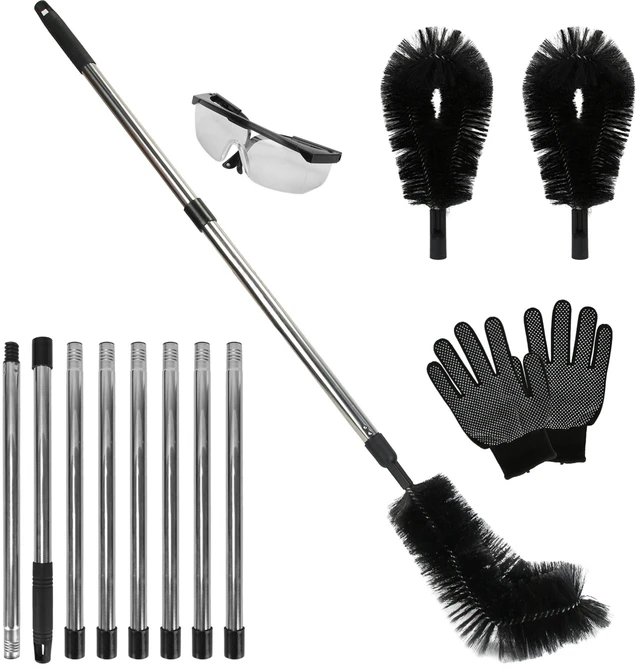 Main image of Fresh Fab Find 10.5FT Gutter Cleaning Brush With Telescoping Handle Rain Gutter Cleaner Extendable Gutter Cleaning Tool From The Ground with 2 Angled Brushes Anti-sl - Black
