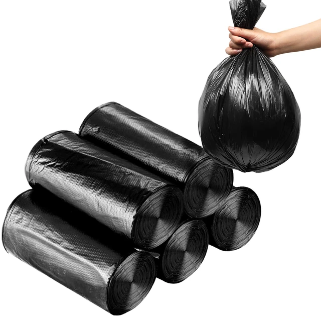 Main image of Fresh Fab Find 5 Rolls Overall 50 Count Black Garbage Bags Disposable Trash Bags Trash Can Liners Unscented Leak Resistant for Camping Toilet Home Office