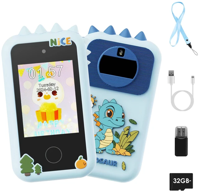 Main image of Fresh Fab Find Kids Toy Smartphone Dual Camera Phone Touchscreen Learning Toy with Shockproof Cartoon Case Torch 16 Games ABC Learning for Boys Girls Aged 3+ - Blue