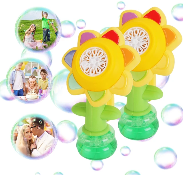 Main image of Fresh Fab Find 2Pcs Bubble Machines With Lights For Kids Rechargeable Dancing Sunflower Bubble Maker For 4-8Years Old Toddlers Outdoor Summer Play Toy Party Birthday - Multi