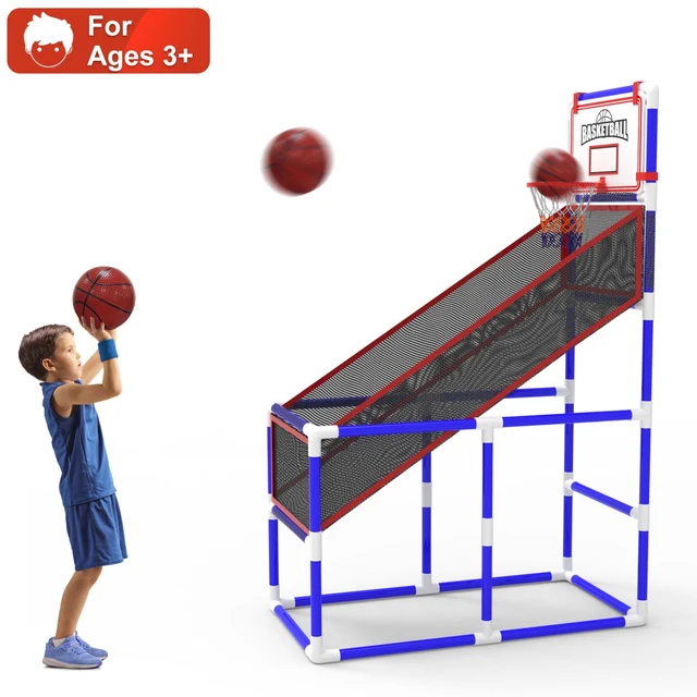 Main image of Fresh Fab Find Kids\' Basketball Game Set with 2 Balls Adjustable Height Basketball Hoop Arcade Game Indoor Outdoor Toys for Boys Girls Aged 3-12 - Multi