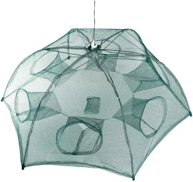 Main image of Fresh Fab Finds Portable Foldable 6-Sided Fishing Trap Net for Bait Shrimp Crab - Green - One size