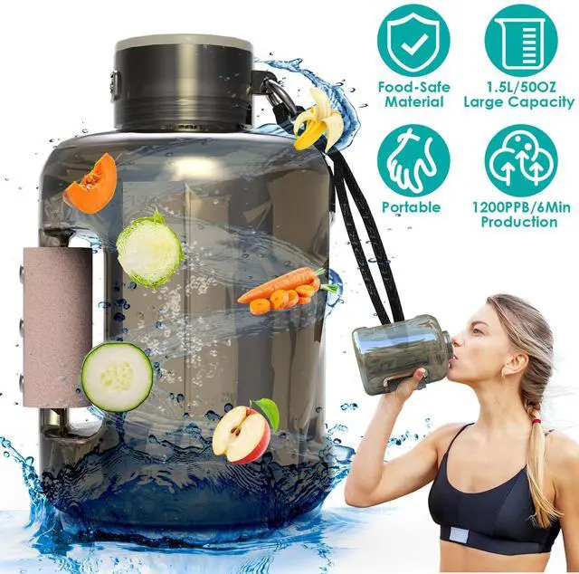 Main image of Fresh Fab Finds 1.5L Portable Hydrogen Water Bottle Quick Electrolysis - Brown - One Size
