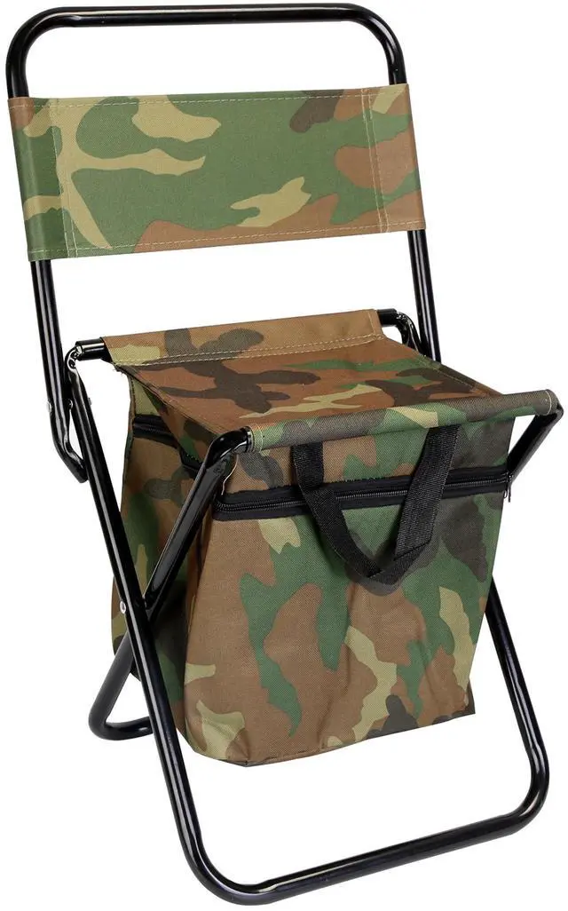 Main image of Fresh Fab Finds Foldable Fishing Chair w/ Backrest Cooler Bag - Camo - One Size