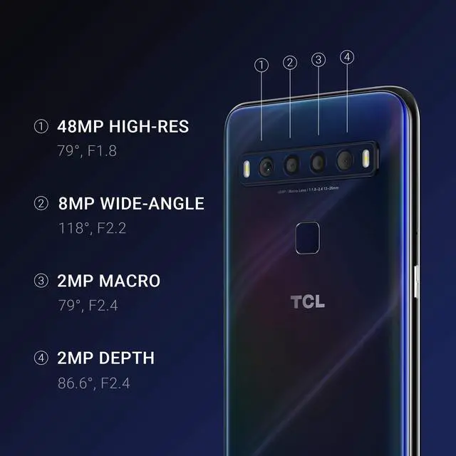 Alt view image 5 of 8 - TCL 10L, Unlocked Android Smartphone, 256GB+6GB RAM, with 6.53" FHD + LCD Display, 48MP Quad Rear Camera System, 4000mAh Battery, Arctic White