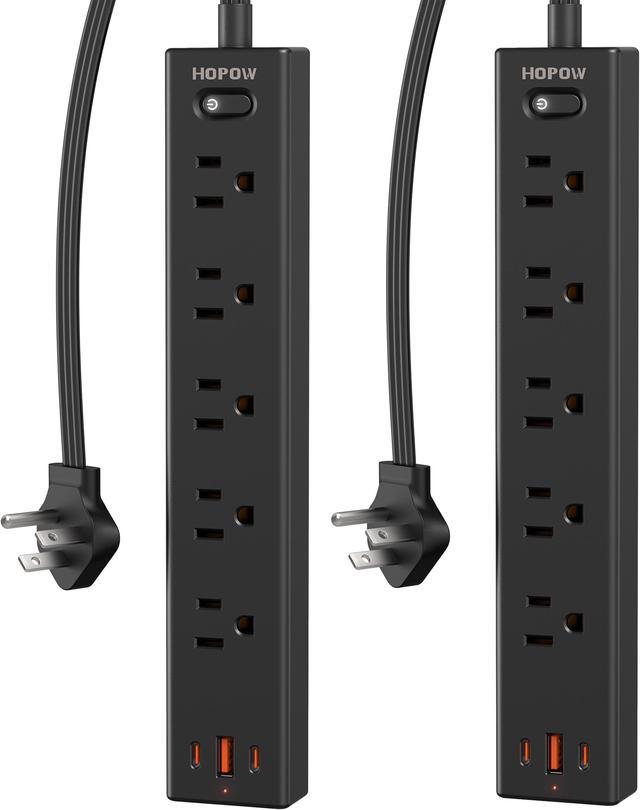 2 Pack Power Strip Surge Protector - 5 Widely Spaced Outlets 3 USB Ports(1 USB  C
