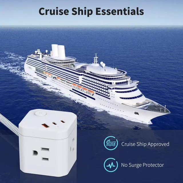 Alt view image 6 of 7 - DEPOW Power Strip Cube with USB Ports, Flat Extension Cord with 4 AC Outlets & 3 USB Ports (2 USB C), 5 FT Small Power Strip, 3 Prong Mini Charging Station for Travel Office School Dorm Room, White