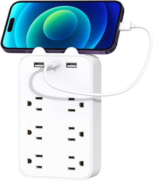Main image of DEPOW Multi Plug Wall Outlet, Outlet Extender with 6 Outlets 3 USB (1 USB C) Ports, Outlet Splitter with Phone Holder, Wall Mount Electrical Adapter for Home, School, Office, White