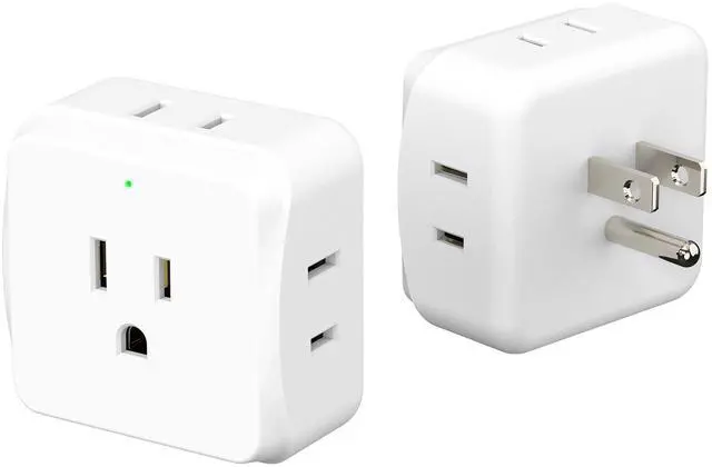 Alt view image 7 of 7 - DEPOW Multi Plug Wall Outlet 2 Pack, 5 Outlets Plug Adapter,Outlet Splitter Cruise Ship Essentials, Wall Outlet Extender for Travel, Home, Office, Dorm, Cruise Ship, White