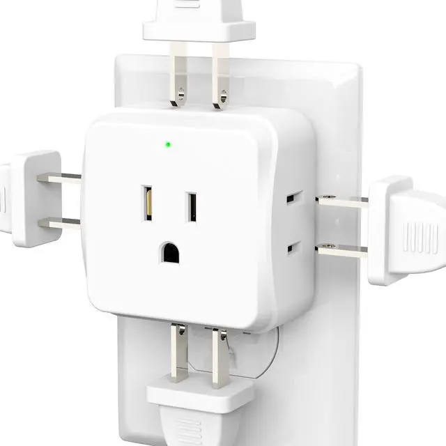 Main image of DEPOW Multi Plug Wall Outlet 2 Pack, 5 Outlets Plug Adapter,Outlet Splitter Cruise Ship Essentials, Wall Outlet Extender for Travel, Home, Office, Dorm, Cruise Ship, White