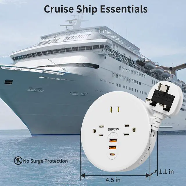 Alt view image 6 of 7 - DEPOW UK Ireland Travel Plug Adapter, Type G Travel Converter with 3 Outlets 3 USB(1 USB C), 4FT Extension Cord, Power Adapter for US to UK Ireland Scotland for Travel, Cruise, Dorm Essentials, White