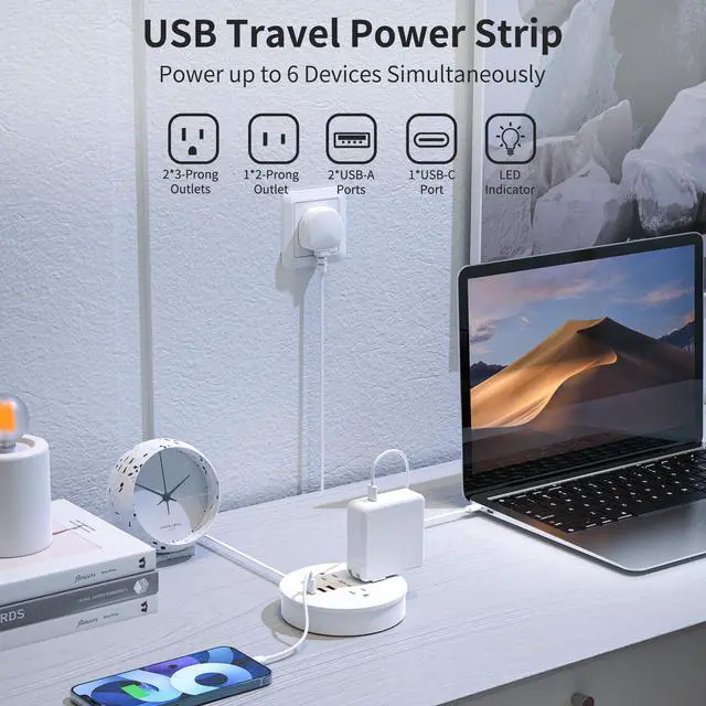 Alt view image 2 of 7 - DEPOW UK Ireland Travel Plug Adapter, Type G Travel Converter with 3 Outlets 3 USB(1 USB C), 4FT Extension Cord, Power Adapter for US to UK Ireland Scotland for Travel, Cruise, Dorm Essentials, White