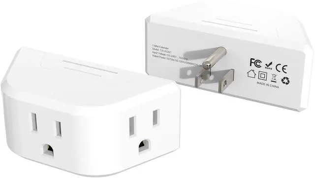 Alt view image 7 of 7 - DEPOW Multi Plug Outlet Extender 2 Pack, Outlet Splitter for Bathroom, No Blocking with 3 Way Angled Design, Cruise Essentials, Small Multiple Plug Adapter for Kitchen Office, White