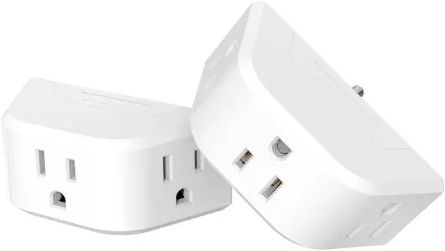 Main image of DEPOW Multi Plug Outlet Extender 2 Pack, Outlet Splitter for Bathroom, No Blocking with 3 Way Angled Design, Cruise Essentials, Small Multiple Plug Adapter for Kitchen Office, White