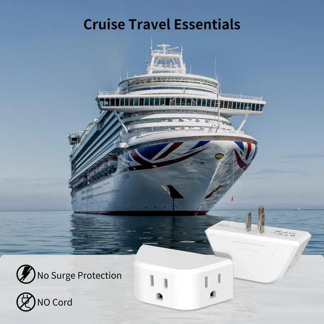 Alt view image 5 of 7 - DEPOW Multi Plug Outlet Extender 2 Pack, Outlet Splitter for Bathroom, No Blocking with 3 Way Angled Design, Cruise Essentials, Small Multiple Plug Adapter for Kitchen Office, White