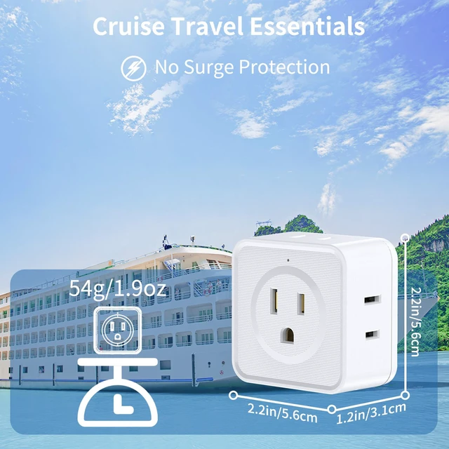 Alt view image 4 of 6 - DEPOW 5-Sided Way Outlet Splitter, 2 Pack Multi Plug Outlet Extender, 3 Prong Flat Wall Plug Extender, Small Electrical Outlet Expander for Cruise Ship, Travel, Home, Office, Dorm Essentials 2pcs
