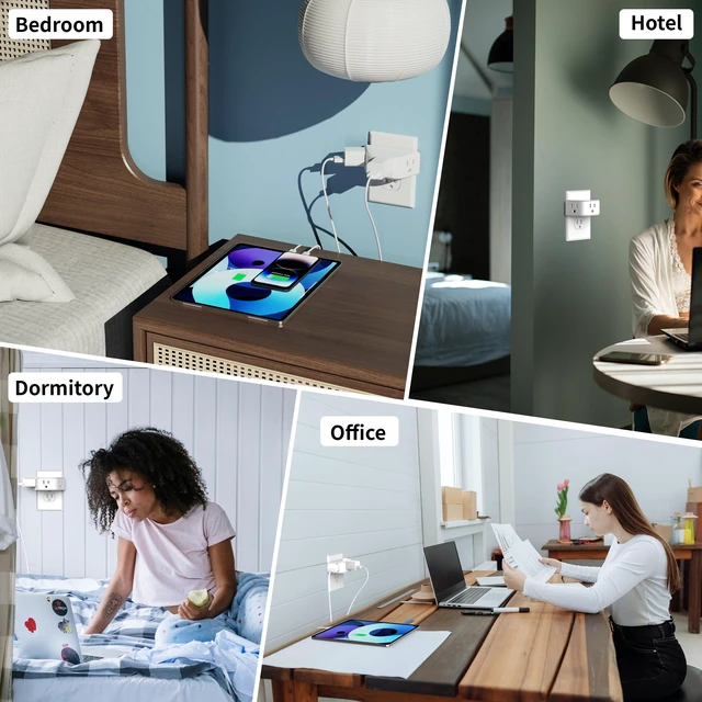 Alt view image 7 of 7 - 1pc DEPOW Multi Plug Outlet Extender, Outlet Splitter for Bathroom, No Blocking with 3 Way Angled Design, Cruise Essentials, Small Multiple Plug Adapter for Kitchen Office, White 1pack