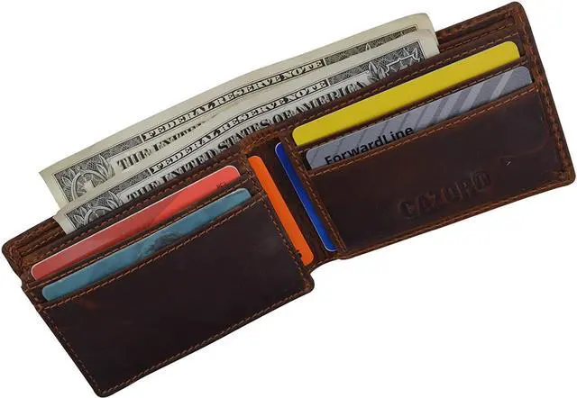 Alt view image 3 of 7 - New Small Mens RFID Vintage Leather Bifold Slim Credit Card ID Wallet by Cazoro
