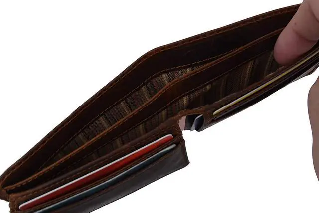 Alt view image 4 of 7 - New Small Mens RFID Vintage Leather Bifold Slim Credit Card ID Wallet by Cazoro