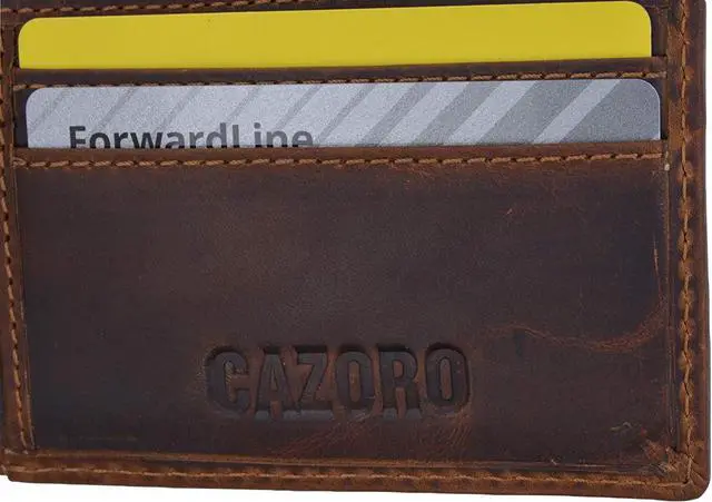 Alt view image 6 of 7 - New Small Mens RFID Vintage Leather Bifold Slim Credit Card ID Wallet by Cazoro