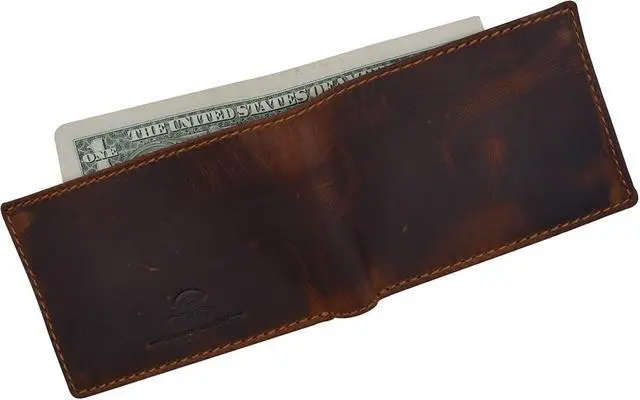 Alt view image 5 of 7 - New Small Mens RFID Vintage Leather Bifold Slim Credit Card ID Wallet by Cazoro