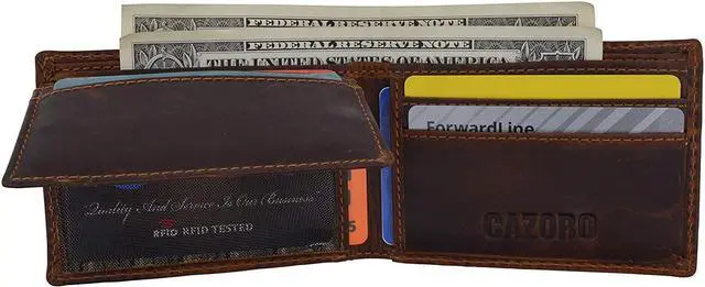 Alt view image 2 of 7 - New Small Mens RFID Vintage Leather Bifold Slim Credit Card ID Wallet by Cazoro